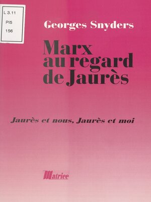 cover image of Marx au regard de Jaurès